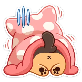 🙈 Kartun, Bantal, Mengantuk, Kelelahan, Lelah, Sakit kepala whatsapp sticker