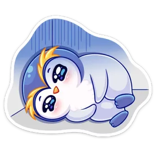 😰 пингвин, грустный, милый, мультфильм, каваи, аниме whatsapp sticker
