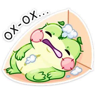 🤒 OX-OX... rã, sonolento, fofo, desenho animado, animal, relaxante, preguiçoso telegram sticker