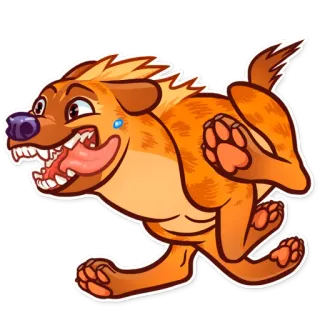 🏃 鬣狗, 卡通, 动物, 狗, 跑步 telegram sticker