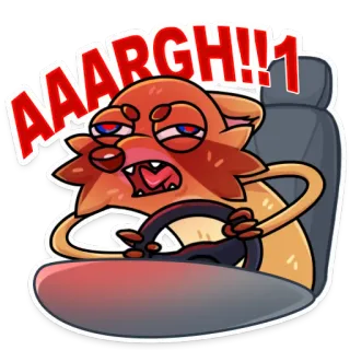 🤬 AAARGH!! Kartun, Menyetir, Binatang, Marah, Stres telegram sticker