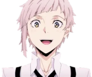 ☺️ Atsushi Nakajima Bungo Stray Dogs anime, menino, sorriso, fofo, Nakajima telegram sticker