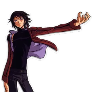 😈 anime, character, male, red jacket, purple eyes telegram sticker