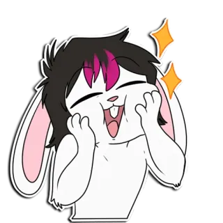 🤩 Bunny bunny, rabbit, happy, excited, cartoon, sparkles, anthropomorphic, cheerful telegram sticker