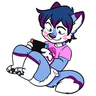 🎮 furry, anthropomorphic, animal, gamer, gaming, cute, character, cartoon telegram sticker