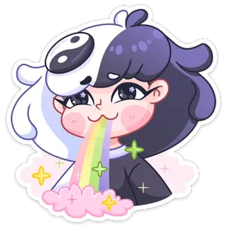 🌈 sticker, anime, cartoni animati, arcobaleno, carino, ragazza telegram sticker
