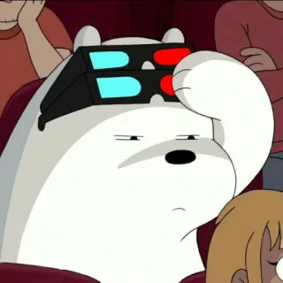 ✨ Ice Bear We Bare Bears dibujo animado, oso, Ice Bear, gafas 3D, cine, animado, personaje telegram sticker
