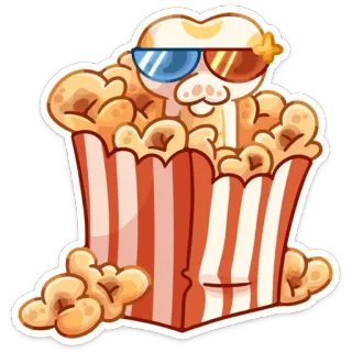 🍿 Popcorn, Film, 3D Brille, Essen, Snack, Kino, Theater telegram sticker
