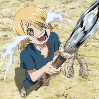 💈 Suika Dr. Stone Anime, weinen, glücklich, Dr. Stone, Suika telegram sticker