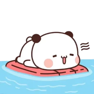 🏊‍♀ การ์ตูน, แพนด้า, น่ารัก, สระว่ายน้ำ, ฤดูร้อน telegram sticker