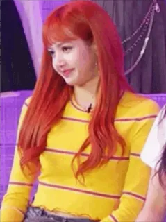 🍊 Lisa Lisa, Kpop, Blackpink, rood haar, zangeres, idool, vrouw telegram sticker