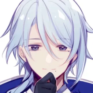 🤔 Anime, Garçon, Portrait, Cheveux bleu clair, Personnage d'anime, Beau telegram sticker