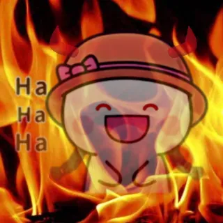 😂 Ha Ha Ha diable, feu, mignon, rire, dessin animé, autocollant telegram sticker