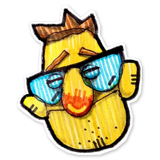 ☀ desenho animado, óculos, personagem, ilustração, adesivo, amarelo telegram sticker