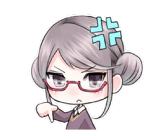 💻 wütend, Anime, Chibi, frustriert, Frau, Brille telegram sticker