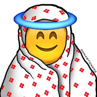 😇 Emoji, Halo, Bedekt, Deken, Lachend, Blij telegram sticker