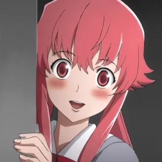 💈 Yuno Gasai Mirai Nikki Anime, Cheveux roses, Yandere, Écolière, Mignon whatsapp sticker