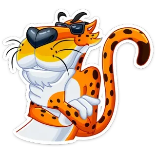 🤔 Chester Cheetah 漫画, 動物, チーター, マスコット, 軽食, 食べ物 telegram sticker