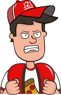 😠 pizza, entrega, desenho animado, bravo, homem, entrega de pizza telegram sticker