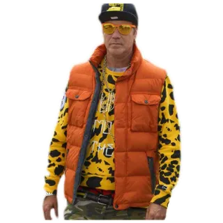 💰 MDC man, fashion, style, orange vest, gold chain, yellow shirt, hat, sunglasses telegram sticker