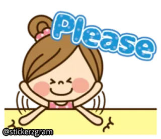 ☺ Please cute, kawaii, cartoon, girl, request, pleading telegram sticker