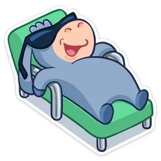 ☀ 漫画, ロバ, リラックス, 日光浴, ビーチ, 夏 telegram sticker