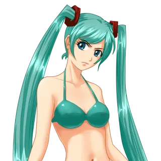 😠 Anime, Manga, Mädchen, Bikini, blaue Haare whatsapp sticker