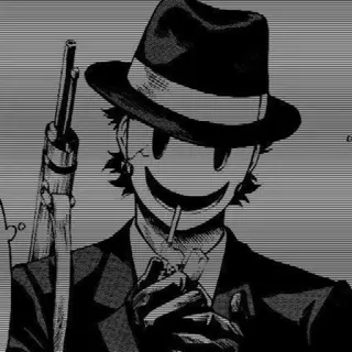 🖤 Anime, Violence, Arme, Fumer, Gangster, Personnage, Masque telegram sticker
