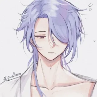 ✨ @purelluna Anime, Lila Haare, Kunst, Mann whatsapp sticker