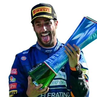 😜 Daniel Ricciardo formule 1, course, pilote, célébration, ricciardo whatsapp sticker