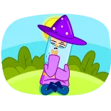 🤔 wizard, cartoon, magic, fantasy, meditation, peaceful telegram sticker
