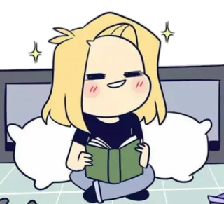 😌 cartoon, reading, book, anime, cute, kawaii, happy telegram sticker