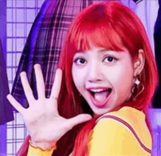 🍊 Lisa kpop, lisa, zangeres, vrouw, rood haar, blij, aziatisch telegram sticker