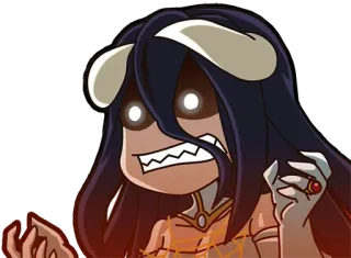 😠 Albedo Overlord anime, demon, scary, chibi, angry, Overlord telegram sticker
