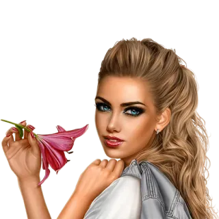 🌺 femme, portrait, fleur, art numérique, belle, fille telegram sticker