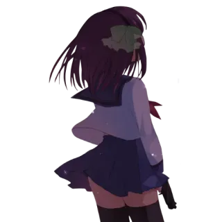 🙁 Anime, Fille, Uniforme scolaire, Vue de dos telegram sticker