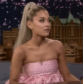 🌙 Ariana Grande celebrity, singer, woman, pink dress telegram sticker