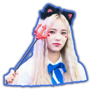 👹 mujer, orejas de gato, tridente del diablo, lindo, corazones, sticker telegram sticker