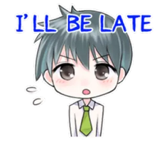 💻 I'LL BE LATE Anime, Chibi, Verspätung, Eile, Junge, Cartoon telegram sticker