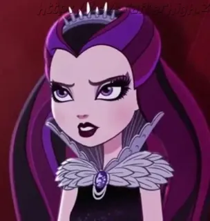 😒 Raven Queen Ever After High Рейвен Квин, Эвер Афтер Хай, мультфильм, мультик, корона, фиолетовые волосы telegram sticker