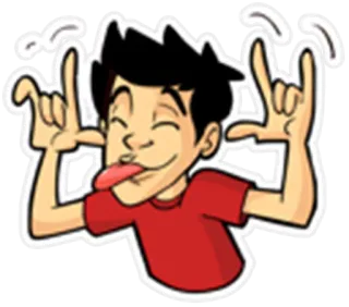 😫 Cartone animato, Ragazzo, Divertente, Gesto, Stupido, Personaggio telegram sticker