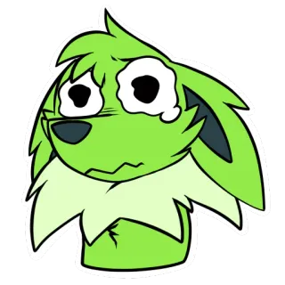 😢 llorando, triste, anime, dibujos animados, emocional, verde, angustiado whatsapp sticker