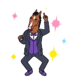 🕺 Bojack Horseman caballo, fiesta, baile, programa de tv, dibujos animados, antropomórfico whatsapp sticker