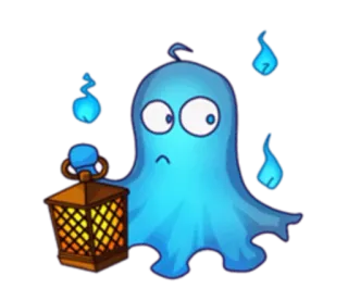 🌟 geist, laterne, gruselig, geist, halloween, niedlich, blau whatsapp sticker