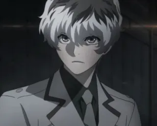 😠 Haise Sasaki Tokyo Ghoul Anime, Manga, Weiße Haare, Charakter, Anzug, Tokyo Ghoul whatsapp sticker
