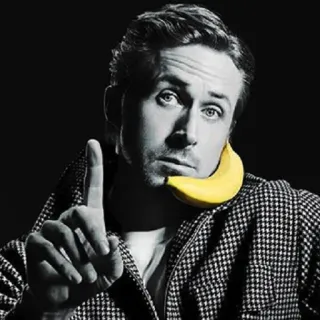 ☝️ chân dung, đàn ông, chuối, nghiêm túc, trắng đen, ngón tay, cảnh báo telegram sticker