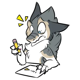 ⁉️ 1+1 furry, anthro, animal, drawing, math, education, pencil telegram sticker