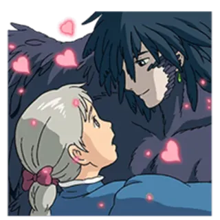 ❤ Howl Howl's Moving Castle Аниме, Романтика, Любовь, Пара, Сердце, Фэнтези whatsapp sticker