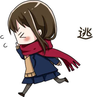🏃 逃 Anime, Manga, Cartoon, Fille, Course, Évasion, Chibi whatsapp sticker