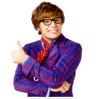 👍 Austin Powers Austin Powers, retro, hài hước, nhân vật, giơ ngón tay cái telegram sticker